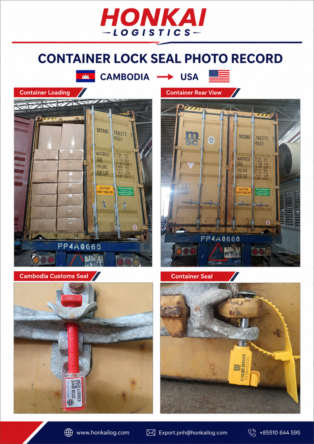 HONKAI Sea Cargo Export container loading and seal record