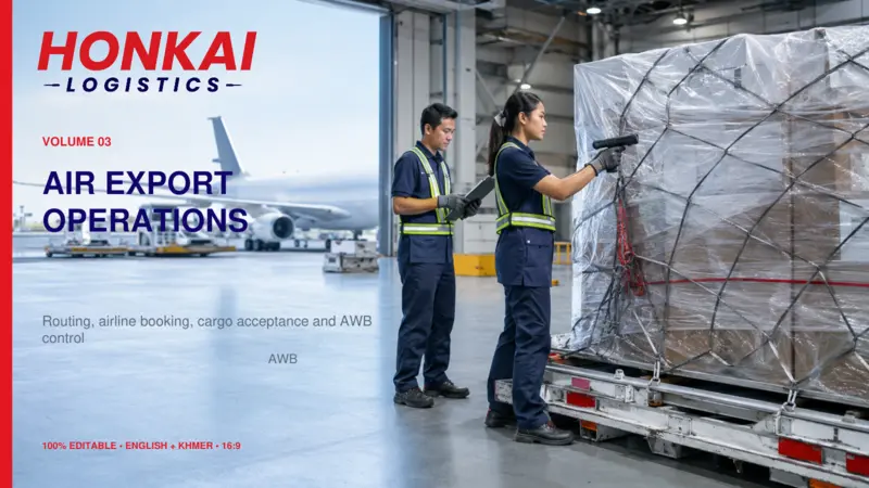 Air cargo team preparing freight for international uplift